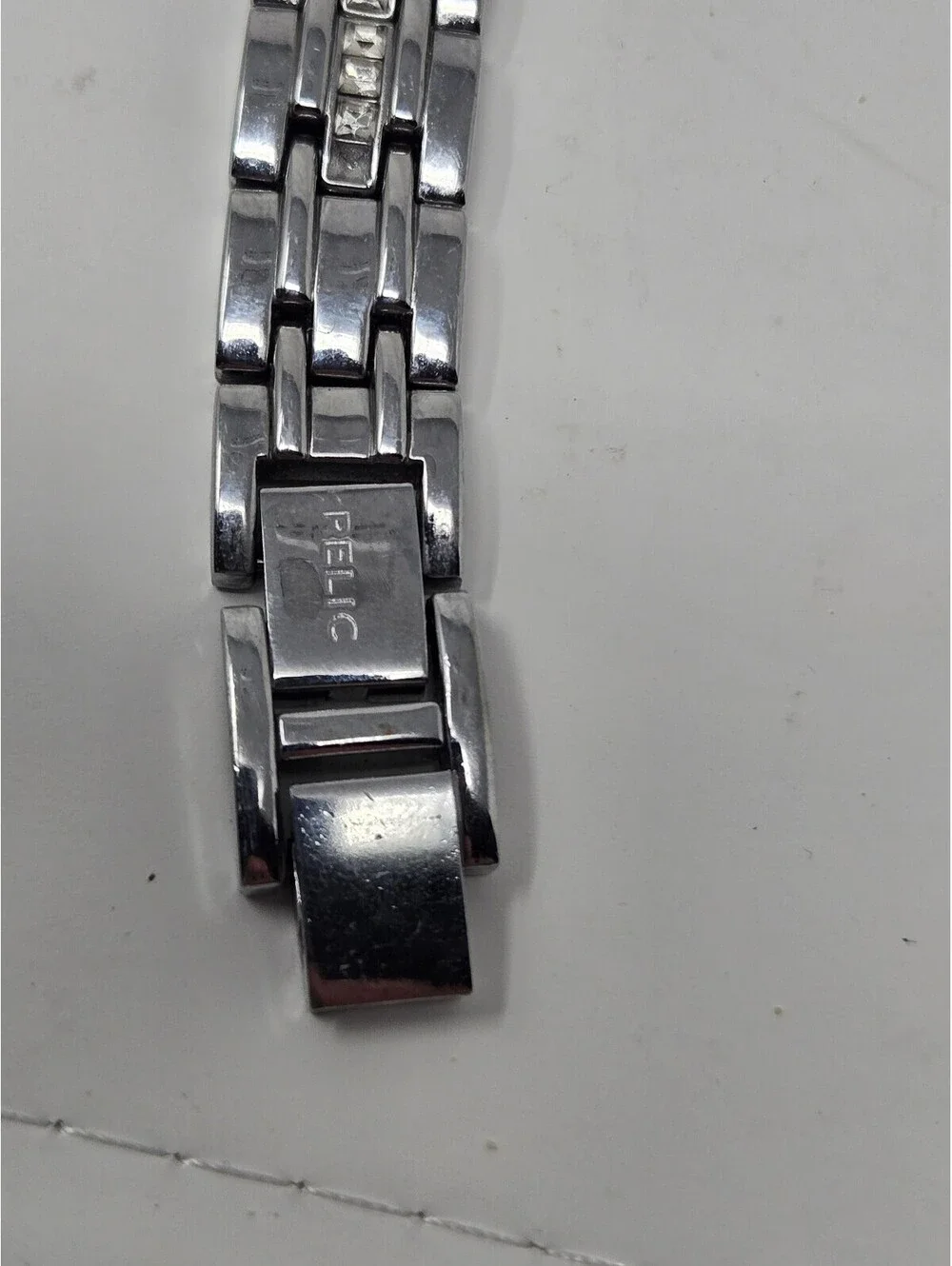 Relic by Fossil Women's Queen's Court Silver-Tone Crystal Bezel Watch